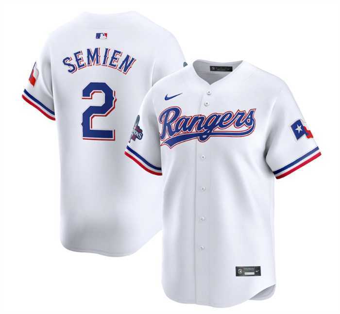 Men%27s Texas Rangers #2 Marcus Semien White 2023 World Series Champions Stitched Baseball Jersey Dzhi->texas rangers->MLB Jersey